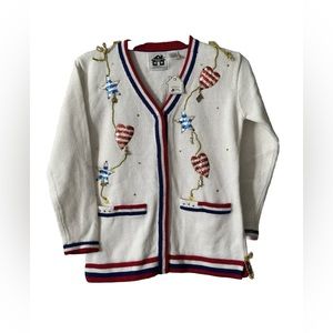 NEW Vintage Size S Storybook Knits Cardigan Sweater ‘America the Beautiful’